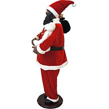 Fraser Hill Farm 58-In. African American Santa W/ Sack and Teddy Bear