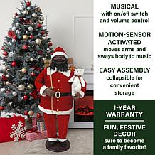 Fraser Hill Farm 58-In. African American Santa W/ Sack and Teddy Bear