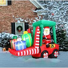 Fraser Hill Farm 6 ft. Pre-Lit Inflatable Santa in Fork Lift
