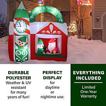 Fraser Hill Farm 6 Ft. Wide Pre-Lit Inflatable Santa's Workshop