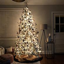 Fraser Hill Farm 7.5' Flocked Christmas Tree w/ Smart String Lighting