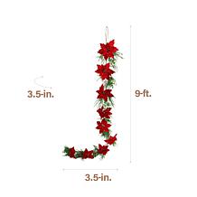Fraser Hill Farm 9-Ft. Real Feel Foam Poinsettia Garland