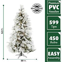 Fraser Hill Farms 6-1/2' Flocked Snowy Pine Tree - Clear