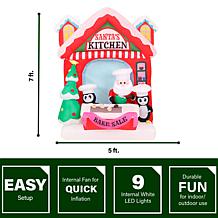 Fraser Hill Farms 7 Ft. Tall Pre-Lit Inflatable Santa's Kitchen