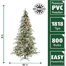 Fraser Hill Farms 9' Flocked Mountain Pine Tree - Smart Lights