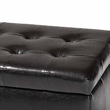 Full Leather Storage Bench Ottoman with Dimples