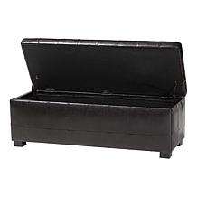 Full Leather Storage Bench Ottoman with Dimples