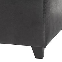 Full Leather Storage Bench Ottoman with Stitching