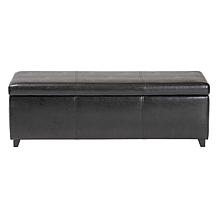Full Leather Storage Bench Ottoman with Stitching