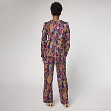 G by Giuliana 2-piece G-Knit Puff-Sleeve Top & Full-Leg Pant Set