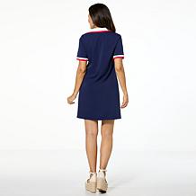 G by Giuliana Americana Knit T-Shirt Dress with Rib Knit Trim