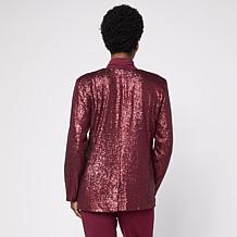 G by Giuliana Black Label Collarless Sequin Knit Cardigan