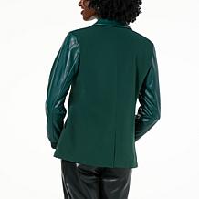 G by Giuliana Black Label Crepe & Faux Leather Blazer