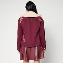 G by Giuliana Black Label Cropped G-Soft Denim Jacket with Embroidery