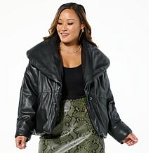 G by Giuliana Black Label Faux Leather Puffer Jacket