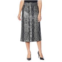 G by Giuliana Black Label Faux Snakeskin A-Line Skirt