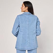 G by Giuliana Black Label G5 Denim Blazer with Studs