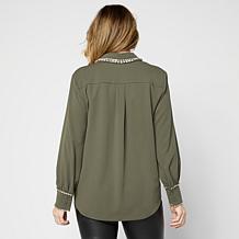 G by Giuliana Black Label Knit Crepe Shirt Jacket