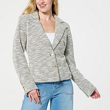 G by Giuliana Black Label Metallic Tweed Cropped Blazer