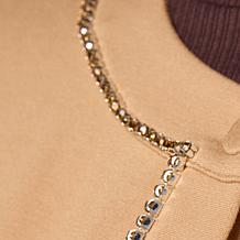 G by Giuliana Black Label Ponte di Roma Knit Beaded Jacket