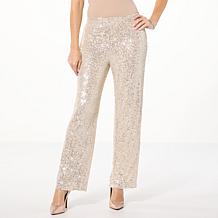 G by Giuliana Black Label Pull-On Sequin Mesh Pant