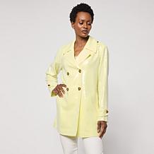 Nina Leonard Denim Twill Flounce Jacket | HSN