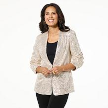 G by Giuliana Black Label Sequin Mesh Knit Blazer