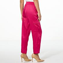 G by Giuliana Black Label Straight-Leg Satin Cargo Pant