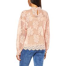 G by Giuliana Black Label Stretch Lace Blouson Top