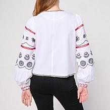 G by Giuliana Black Label Woven Beaded Eyelet Jacket