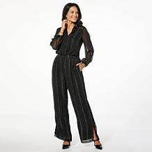 G by Giuliana Chiffon Long Sleeve Wide Leg Jumpsuit