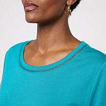 G by Giuliana Cotton Modal Short-Sleeve Top with Trim