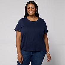 G by Giuliana Cotton Modal Short-Sleeve Top with Trim