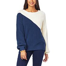 G by Giuliana Crochet Knit Colorblock Sweater