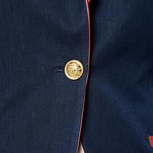 G by Giuliana Denim and Faux Leather Blazer