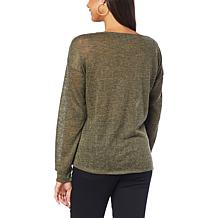 G by Giuliana Hacci Slub Knit Cross-Front Pullover