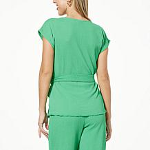 G by Giuliana Jacquard Knit Tie-Waist Top