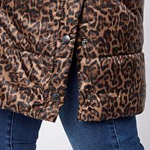 G by Giuliana Leopard-Printed Puffer Vest with Hood