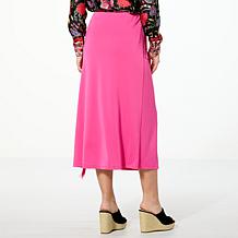 G by Giuliana Matte Jersey Knit Fringe-Trim A-Line Skirt