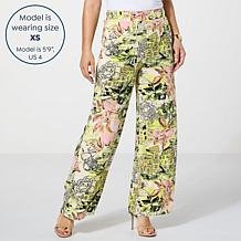G by Giuliana Printed Challis Wide-Leg Pull-On Palazzo Pant