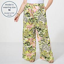 G by Giuliana Printed Challis Wide-Leg Pull-On Palazzo Pant