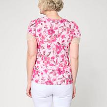 G by Giuliana Printed Ecoluxe Tee w/Lace