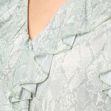 G by Giuliana Printed Knit Sleeveless Ruffle Top