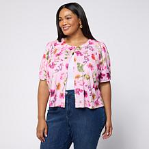 G by Giuliana Printed Sweater Knit Cardigan