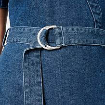 G by Giuliana Puff-Sleeve Denim Dress with Belt