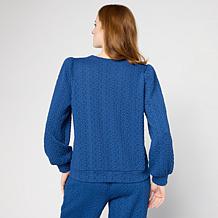 G by Giuliana Quilted Knit Puff-Sleeve Sweater