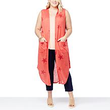 G by Giuliana Sleeveless Printed Hacci Knit Duster