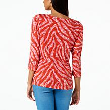 G by Giuliana Slub Jersey Knit Puff-Sleeve Printed Tee