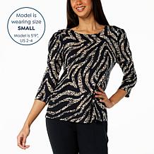 G by Giuliana Slub Jersey Knit Puff-Sleeve Printed Tee
