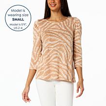 G by Giuliana Slub Jersey Knit Puff-Sleeve Printed Tee
